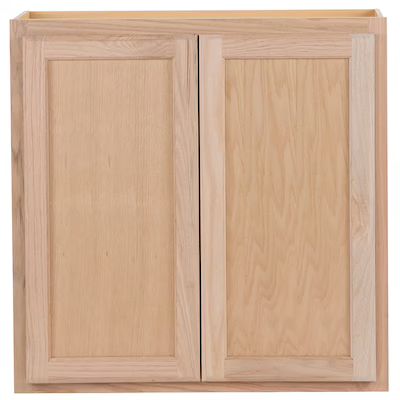 Project Source  30-in W x 30-in H x 12-in D Natural Unfinished Oak Door Wall Fully Assembled Sto... | Lowe's