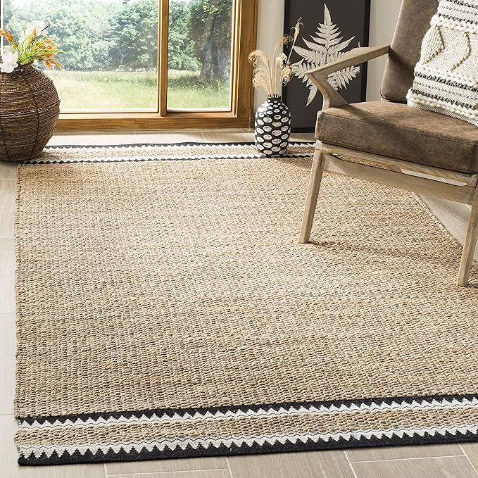 SAFAVIEH Natural Fiber Collection Area Rug - 6' x 9', Natural & Black, Handmade Farmhouse Boho Co... | Amazon (US)