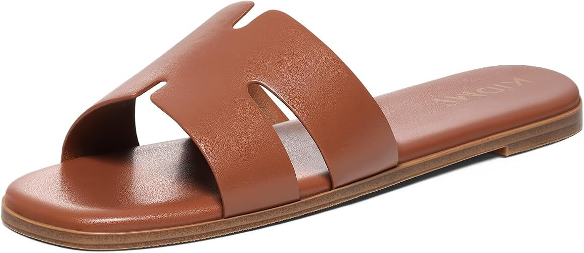 KIDMI Women's Dressy Flat Sandals, Comfortable Slip On Summer Slides, Fashion Open Toe Casual San... | Amazon (US)