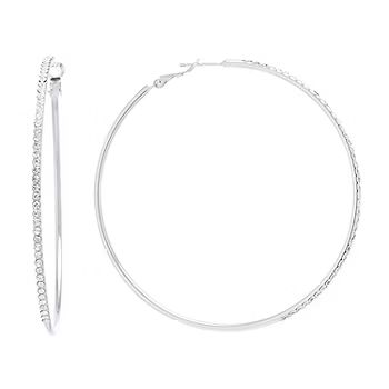 Sparkle Allure Crystal Pure Silver Over Brass Round Hoop Earrings | JCPenney