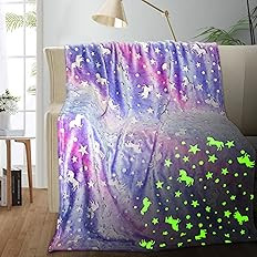 Unicorn Glow in The Dark Blanket, Unicorn Blanket for Girls/Kids, Unicorns Gifts for Girls Age 3-... | Amazon (US)