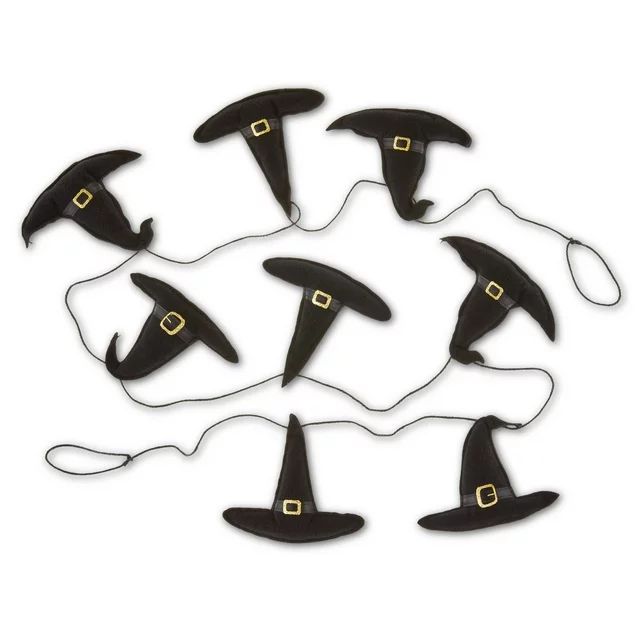 Halloween 6ft Black Fabric Witch Hat Garland, Way to Celebrate | Walmart (US)