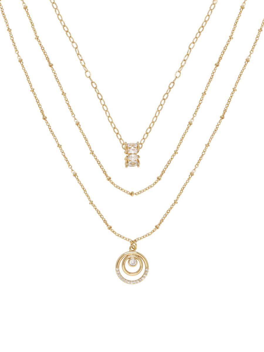 Circles Of Crystal Dainty Layered 18K Gold-Plated Necklace Set | Saks Fifth Avenue