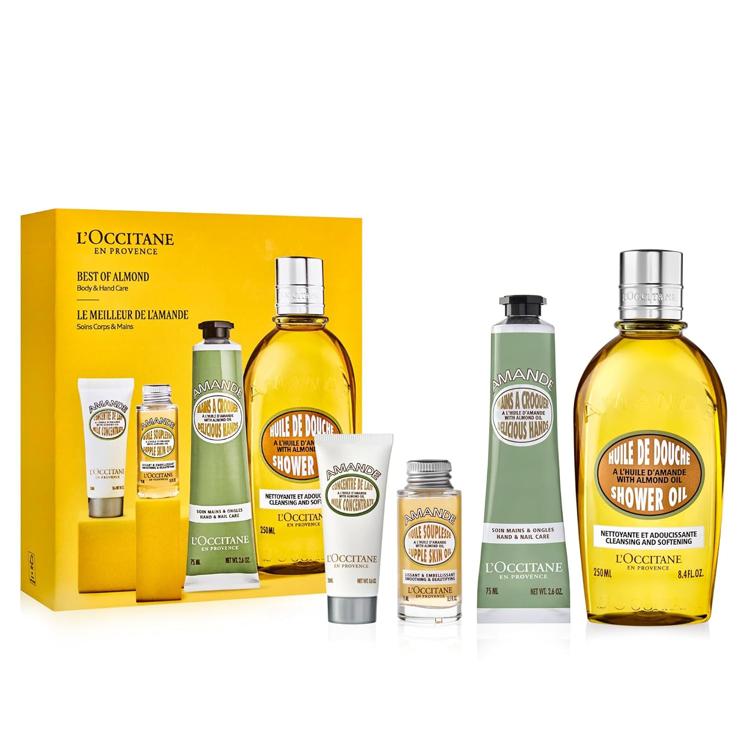 L'OCCITANE Almond Greatest Hits: Cleansing Shower & Supple Skin Oils, Moisturizer & Hand Cream, P... | Amazon (US)