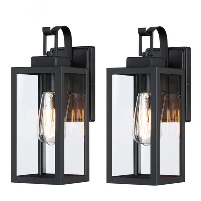 1-Light 13.8'' H Matte Black Outdoor Wall Lantern | Wayfair North America
