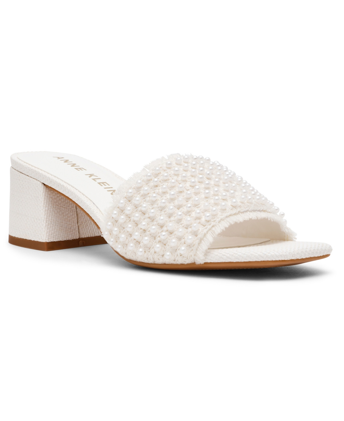 Anne Klein Women's Dolls-p Block Heel Sandals - White Pearl | Macy's