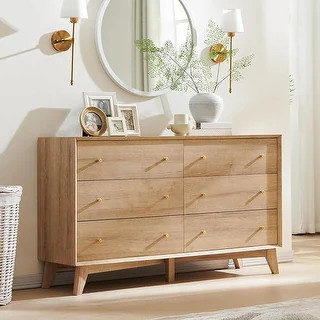Mid Century Modern 6 Drawer Wood Dresser, Chest of Drawers, TV Stand - Bed Bath & Beyond - 399469... | Bed Bath & Beyond