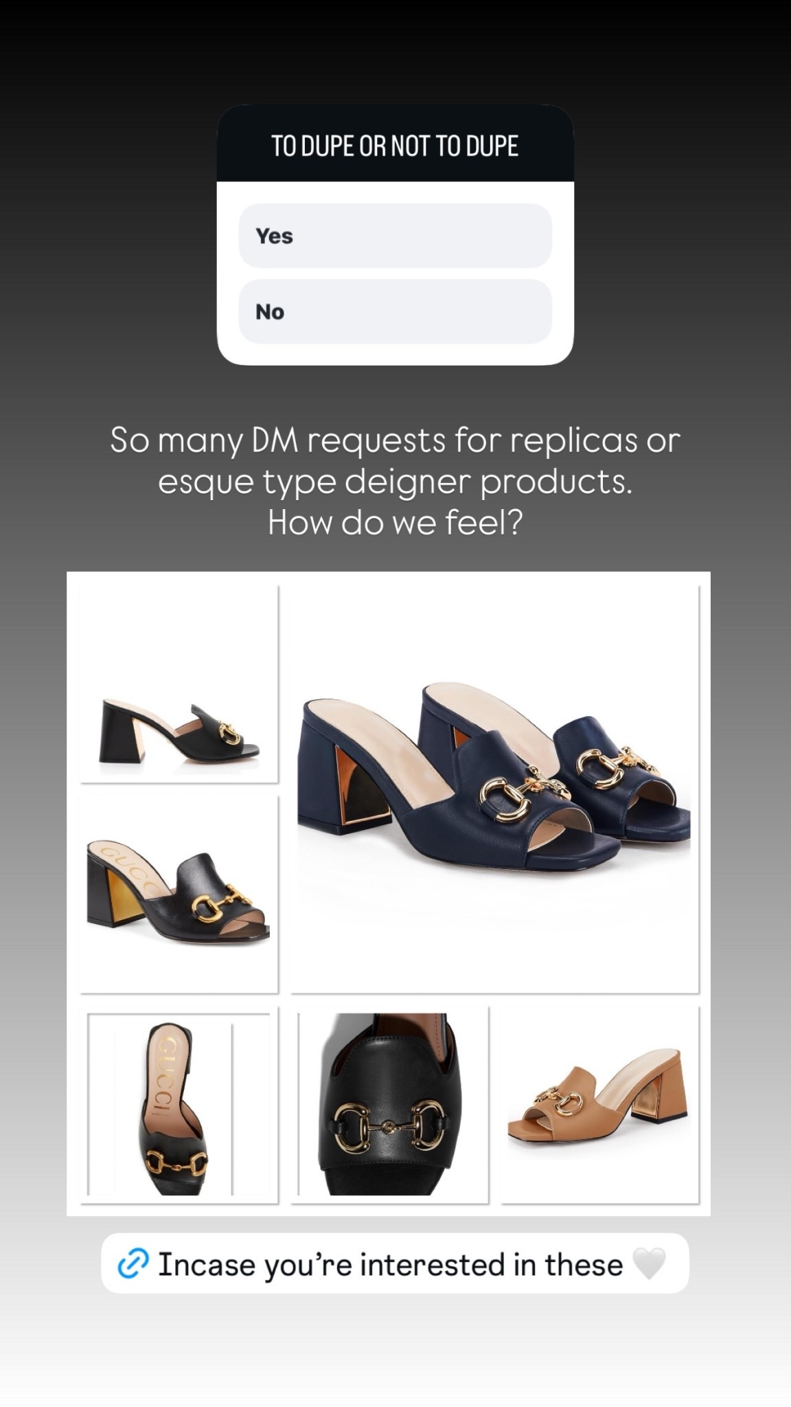 So many DM requests for replicas or esque type deigner products.
How do we feel?
