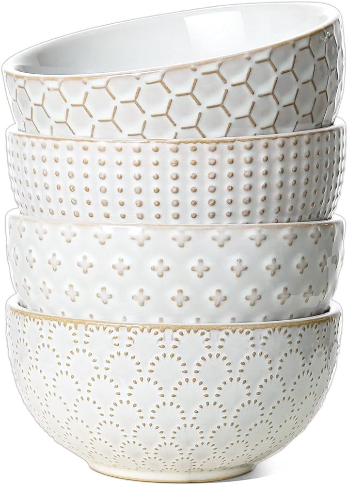 LE TAUCI Small Bowls 12 OZ, Ice Cream Bowl, Ceramic Embossment Stoneware Bowl, House-warming Gift... | Amazon (US)