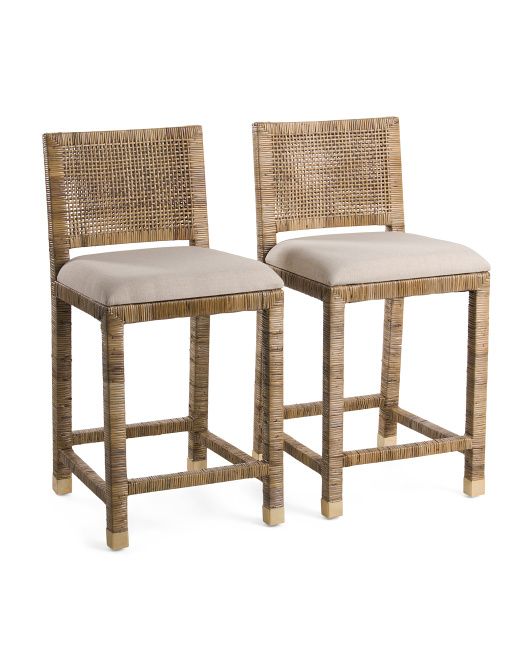 Set Of 2 Rattan Counter Stools | Coastal | Marshalls | Marshalls