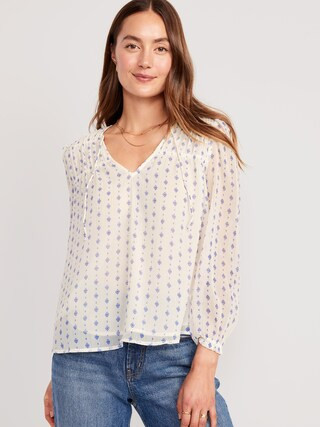 Chiffon Smocked Poet Swing Blouse for Women | Old Navy (US)
