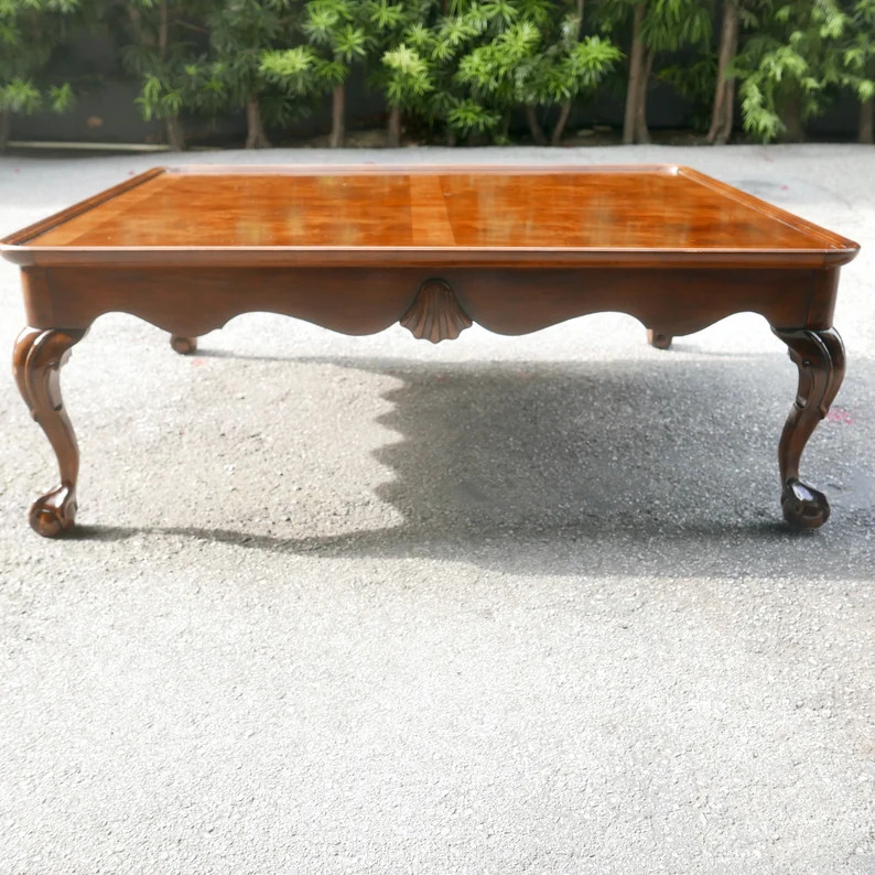 Henredon 50x40 Burl Walnut Crossband Coffee Table - Etsy | Etsy (US)