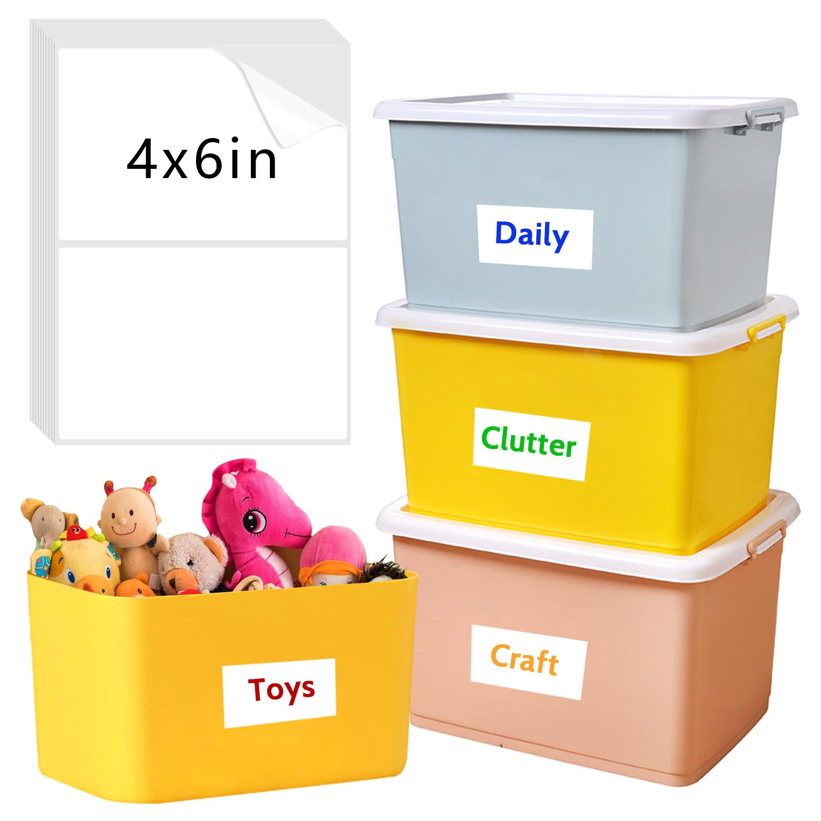 150 Pcs Labels for Storage Bins, 6 X 4 Inch Removable Labels for Storage Bins, Tear Resistant No ... | Amazon (US)