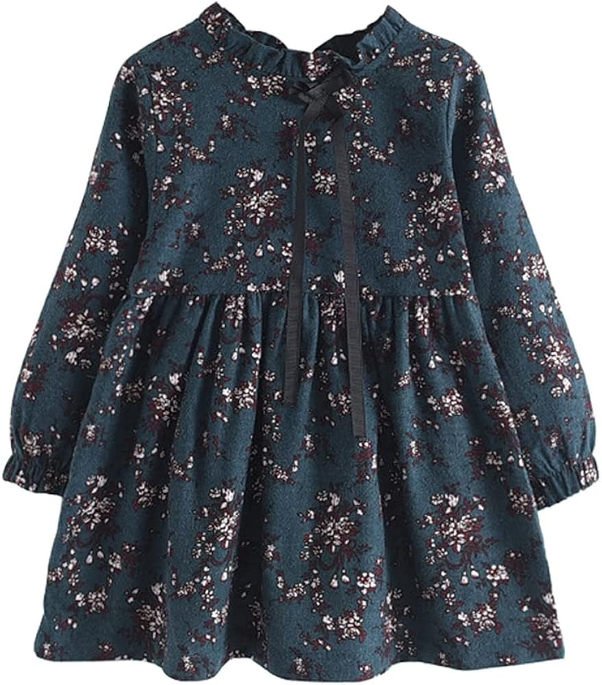 Mud Kingdom Fashion Little Girls Floral Dress Long Sleeve Ruffled Cute Spring Autumn | Amazon (US)