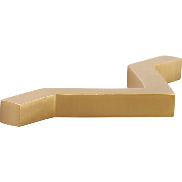 chevron brushed brass drawer pull | CB2