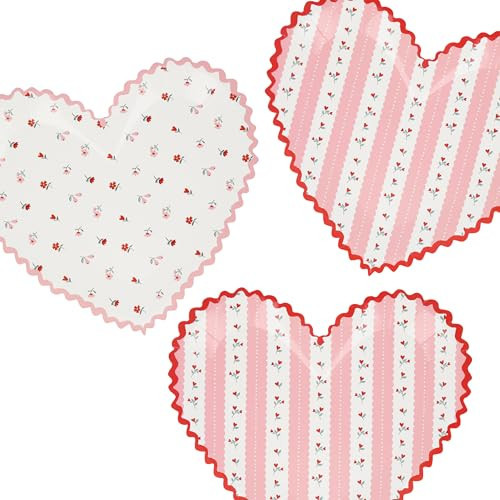 Meri Meri Valentine's Day Heart Plates (Pack of 8), Valentines Day Party Plates, Disposable, Paper | Amazon (US)