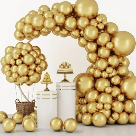 129pcs Metallic Gold Balloons Different Sizes 18 12 10 5 Inch, Latex Balloon Garland Arch Kit for Party Graduation Wedding Holiday Happy Birthday Decoration | Walmart (US)