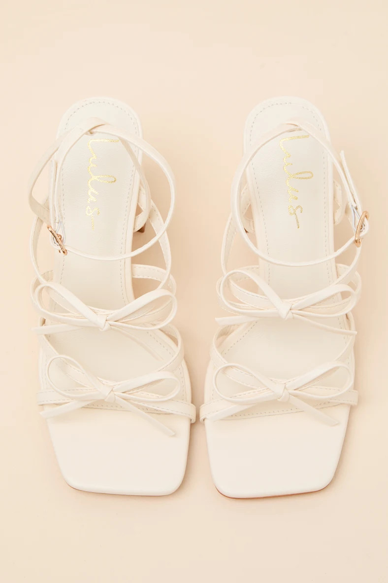 Jennie Cream Strappy Bow High Heel Sandals | Lulus