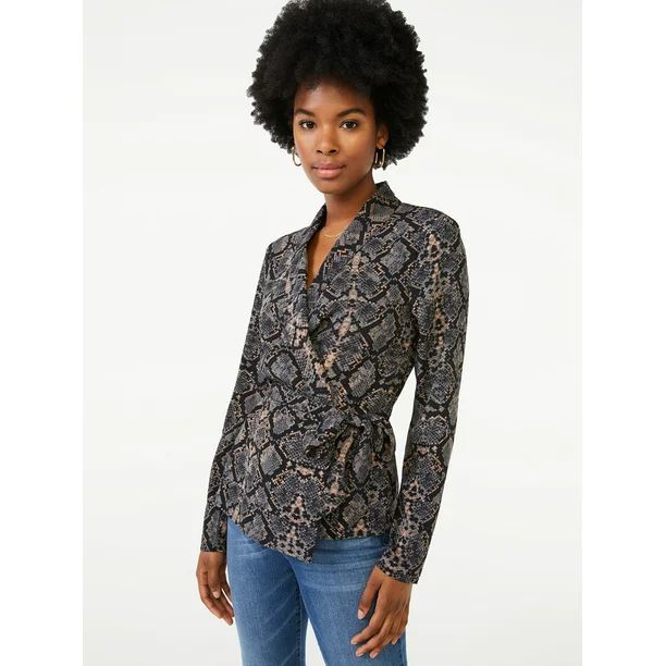 Scoop Women's Print Wrap Top | Walmart (US)