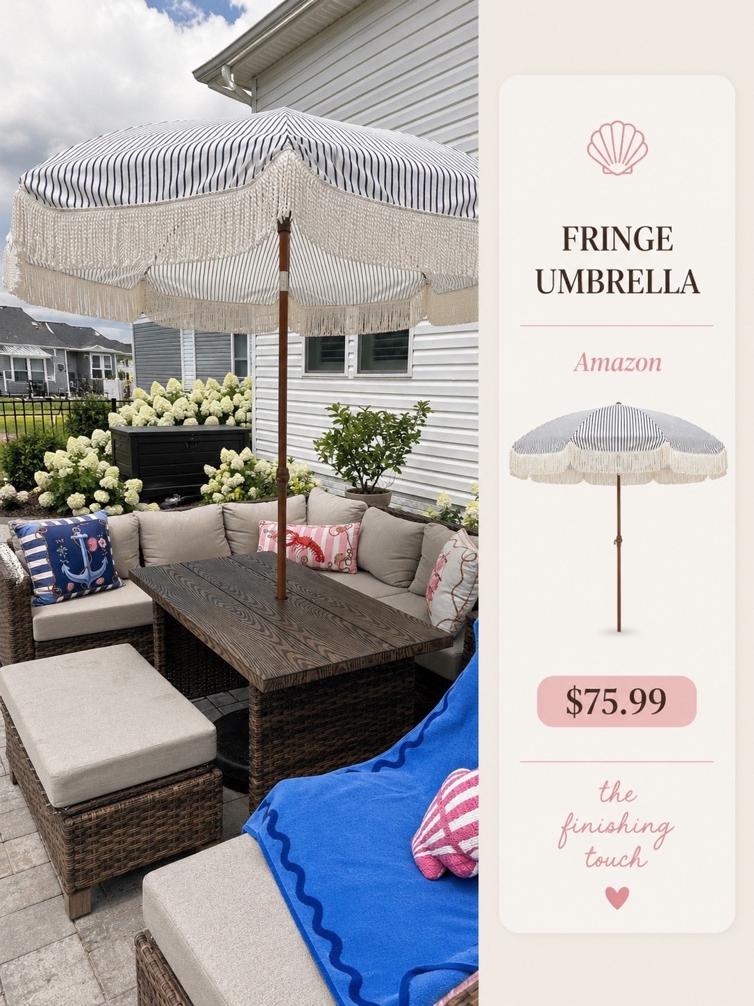 It’s in the details ☂️ This outdoor umbrella is the perfect coastal addition to our patio oasis.

#LTKHome