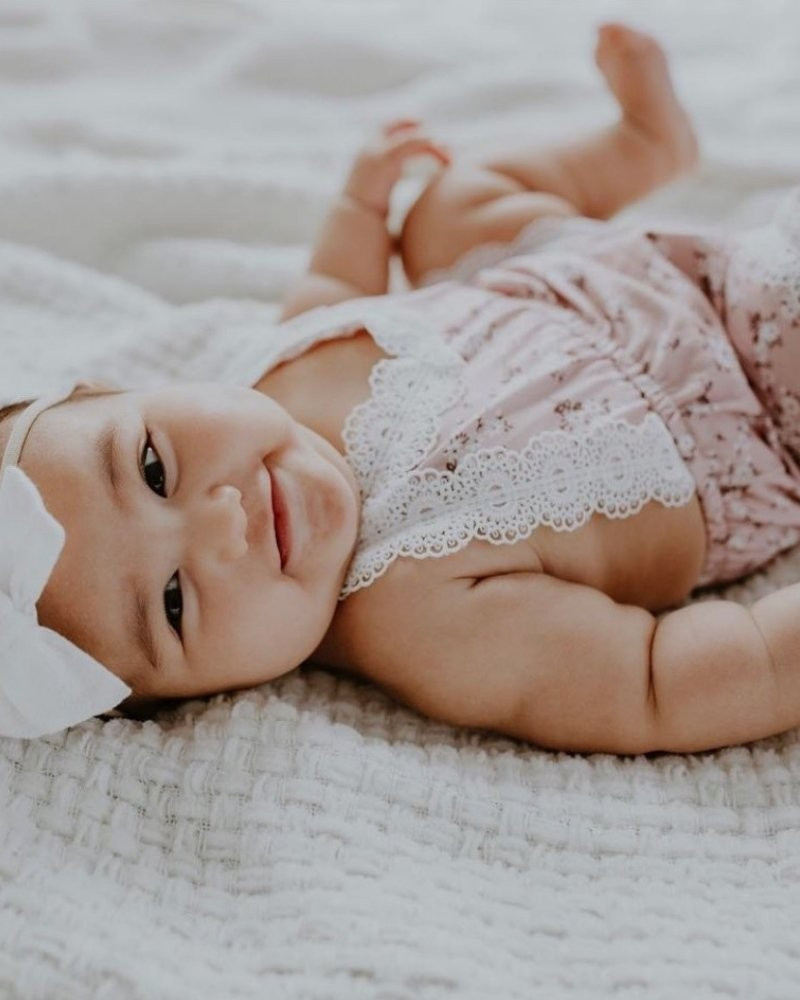 Nikki Lace Halter Romper - Light Pink Daisy | Bailey's Blossoms