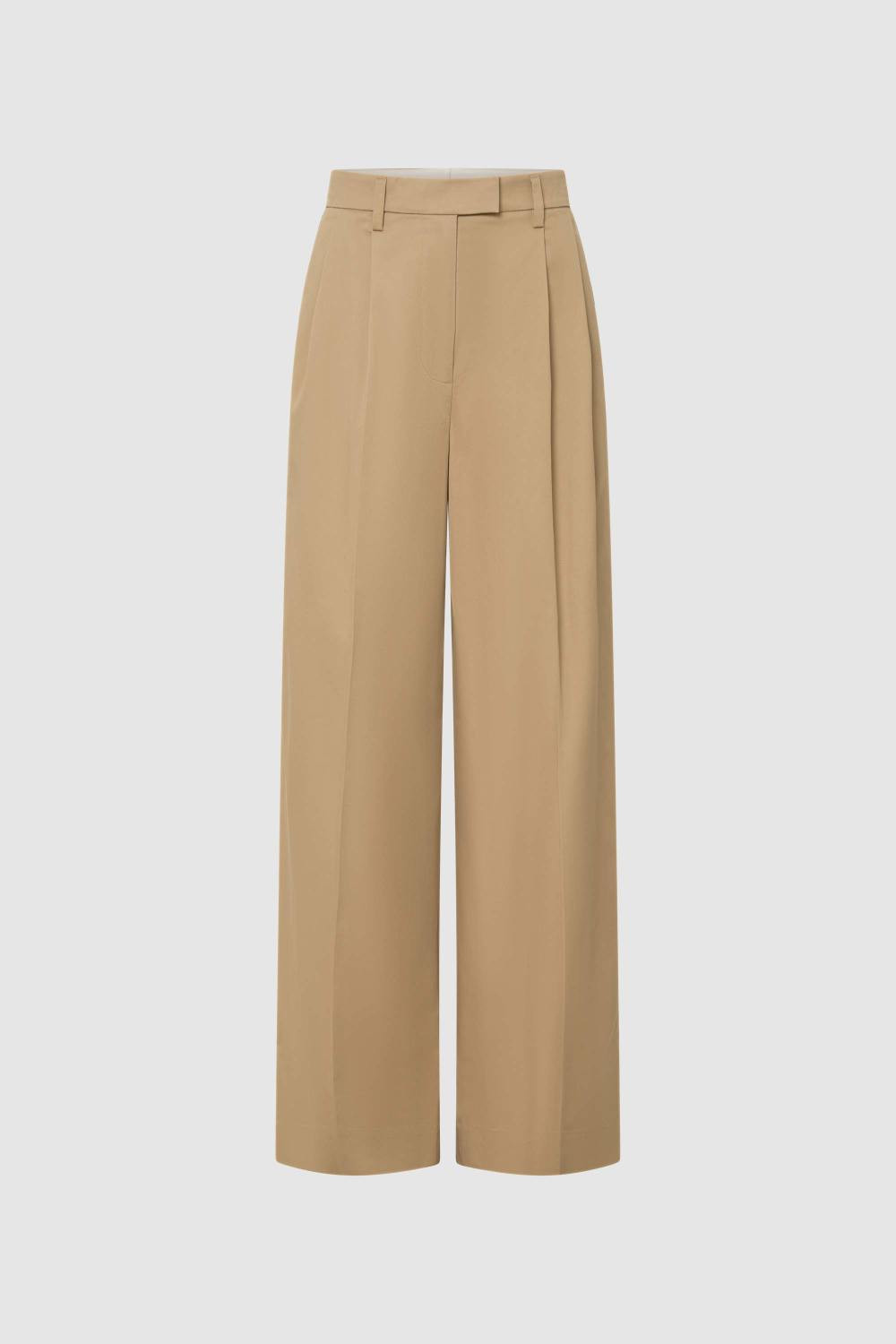Cotton Pleat Pant - Camel | | Oroton