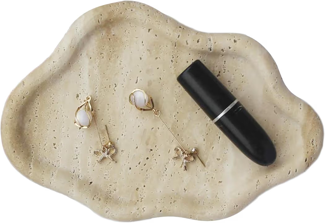 Real Travertine Jewelry Dish Cloud Shape, Trinket Dish, Ring Dish Key Tray Asethetic Home Décor,... | Amazon (US)