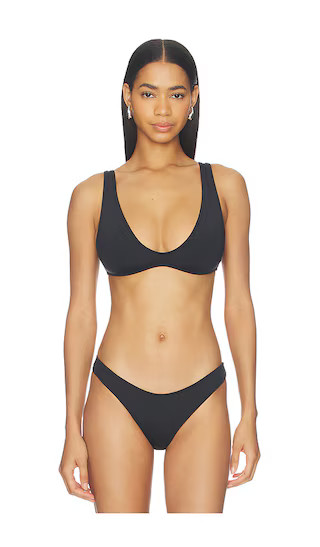 SKIMS Signature Swim Plunge Triangle Top in Black. - size L | Revolve Clothing (Global)