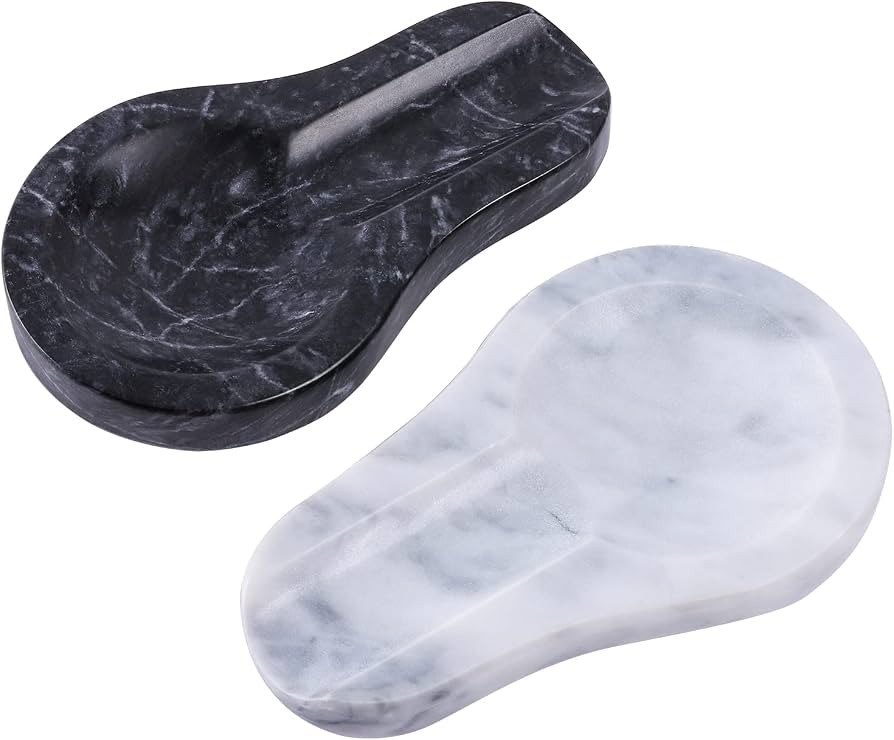 HESHIBI Spoon Rest, 2 Packs Marble Spoon Rest for Kitchen Stove Countertop, Marble Utensil Holder... | Amazon (US)