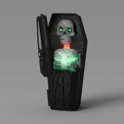 5" Light and Sound Skeleton in Coffin Halloween Decorative Prop Black - Hyde and EEK! Boutique™ | Target