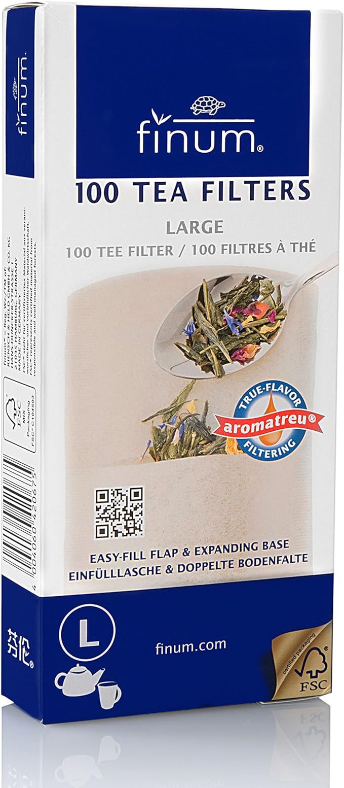 Finum Disposable Paper Tea Filter Bags for Loose Tea, Brown, Large, 100 Count | Amazon (US)