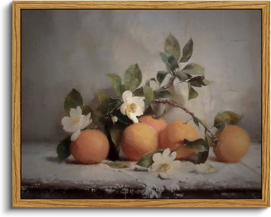 VIYYIEA Vintage Farmhouse Framed Wall Art, Oranges Still Life Paintings Kitchen Decor Aesthetic, ... | Amazon (US)