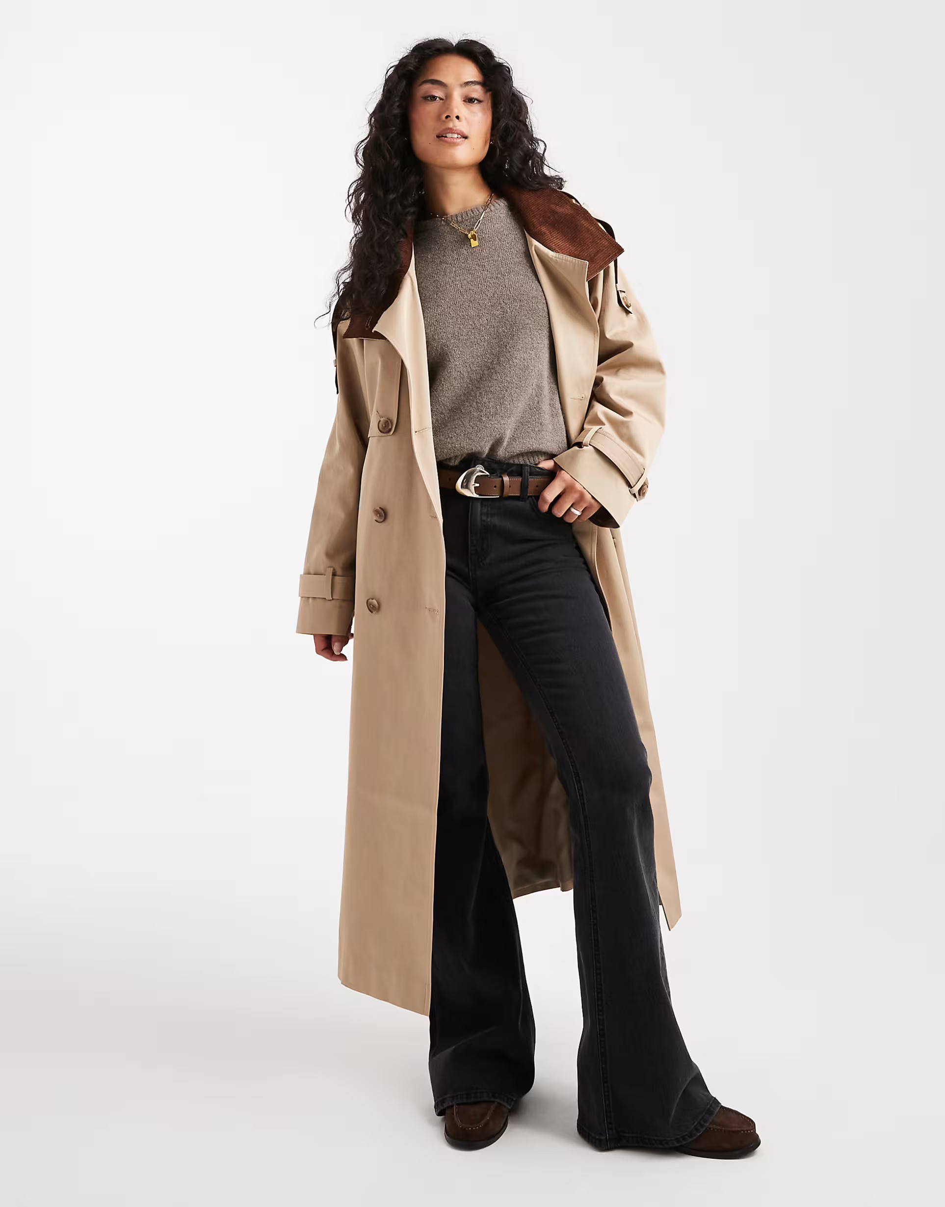 ASOS DESIGN hero longline trench coat in stone | ASOS (Global)
