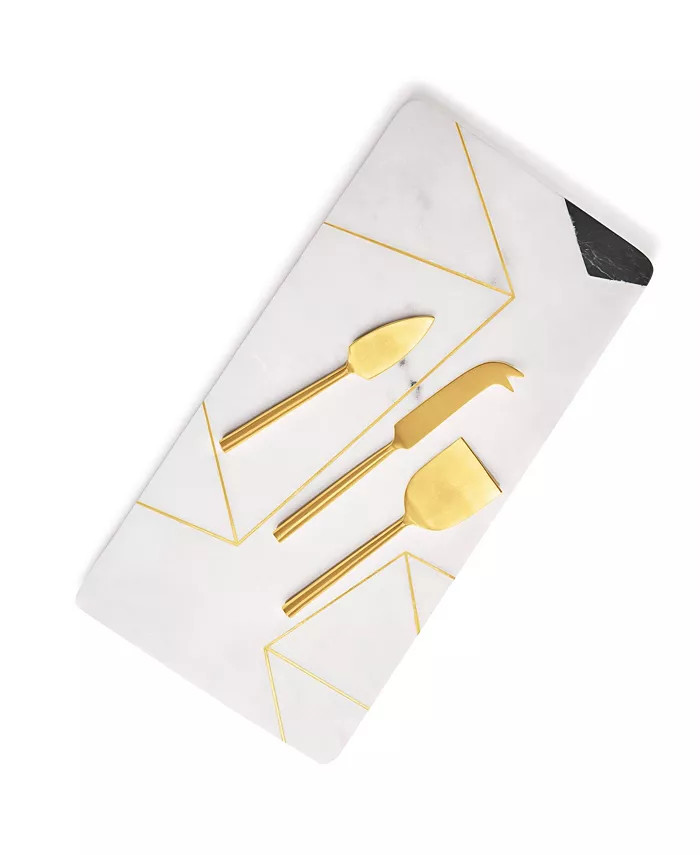 GAURI KOHLI Moonlight Marble Serving Board with Knives - Macy's | Macy's
