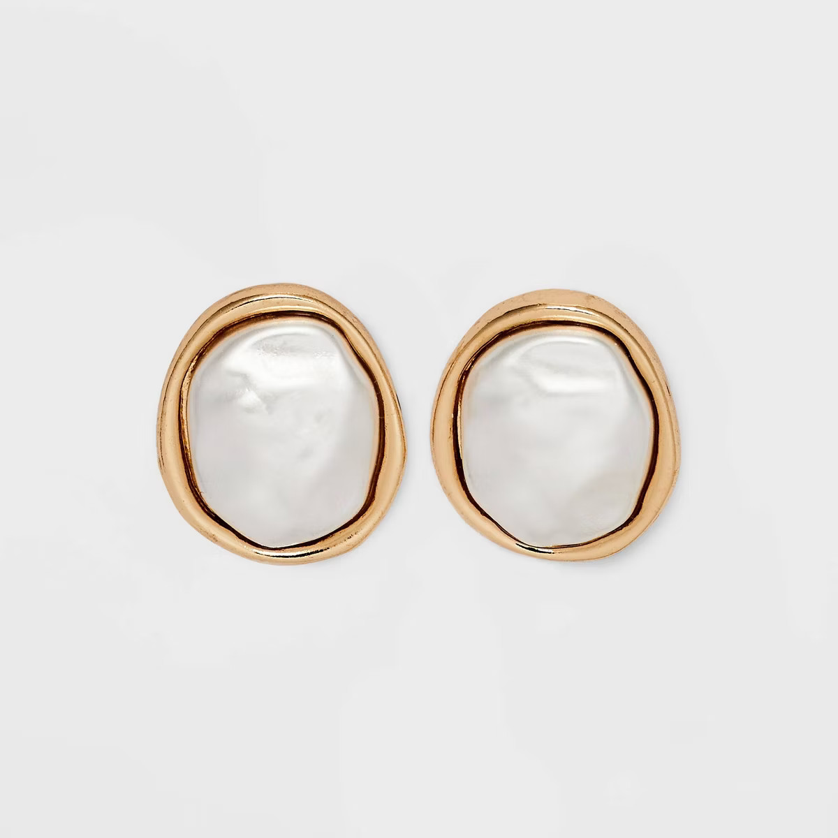 Pearl Cabochon Stud Earrings - A New Day™ Gold: Nickel-Free Metal, Post Closure, 0.59" Length, ... | Target