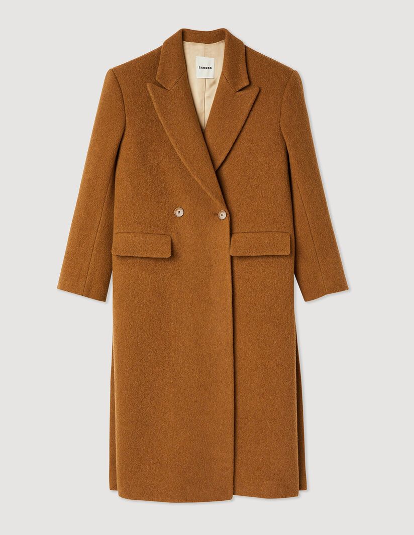 Straight-cut brushed wool coat | Sandro-Paris US
