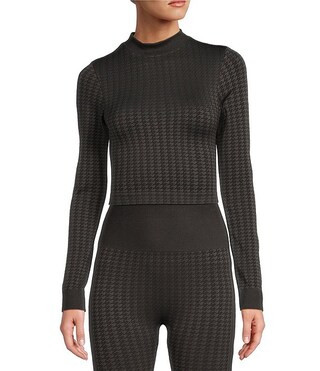 Active Seamless Houndstooth Mock Neck Long Sleeve Coordinating Cropped Top | Dillard's