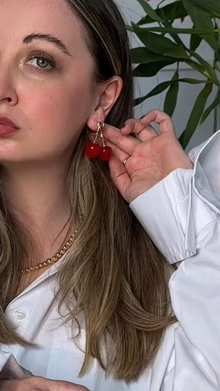 The cherry earrings I’ve been raving about… perfect for summer 🍒🍒
Fruit jewellery | Strawberry earrings | Red trend | Summer accessories | Poolside outfits | Red and gold 

#LTKstyletip #LTKuk #LTKsummer