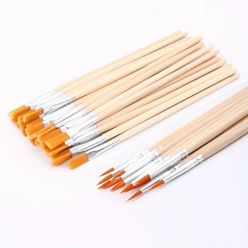 Wooden Handle Nylon Bristles Paintbrushes, High Quality Art Painting Brushes Suitable For Waterco... | Temu Affiliate Program