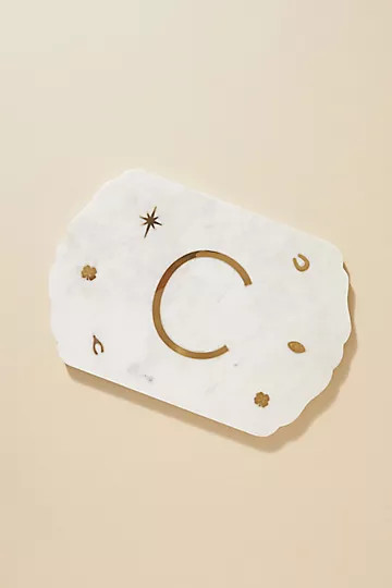 Lucky Marble Monogram Serving Board | Anthropologie (US)