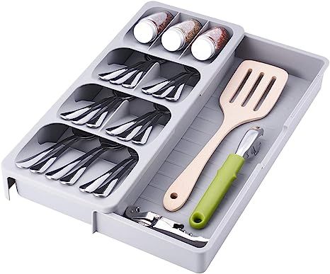 SOMIER Expandable Kitchen Drawer Organizer, Adjustable Cutlery Trays and Utensil Holder, Kitchen ... | Amazon (US)