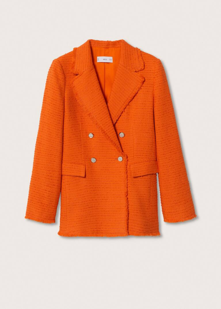Buttons tweed blazer | MANGO (US)