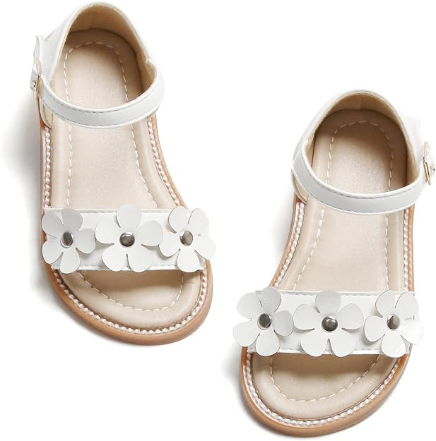 Felix & Flora Toddler Girl Sandals - Flower Girl Dress Shoes Open Toe Little Kid Summer Flats | Amazon (US)