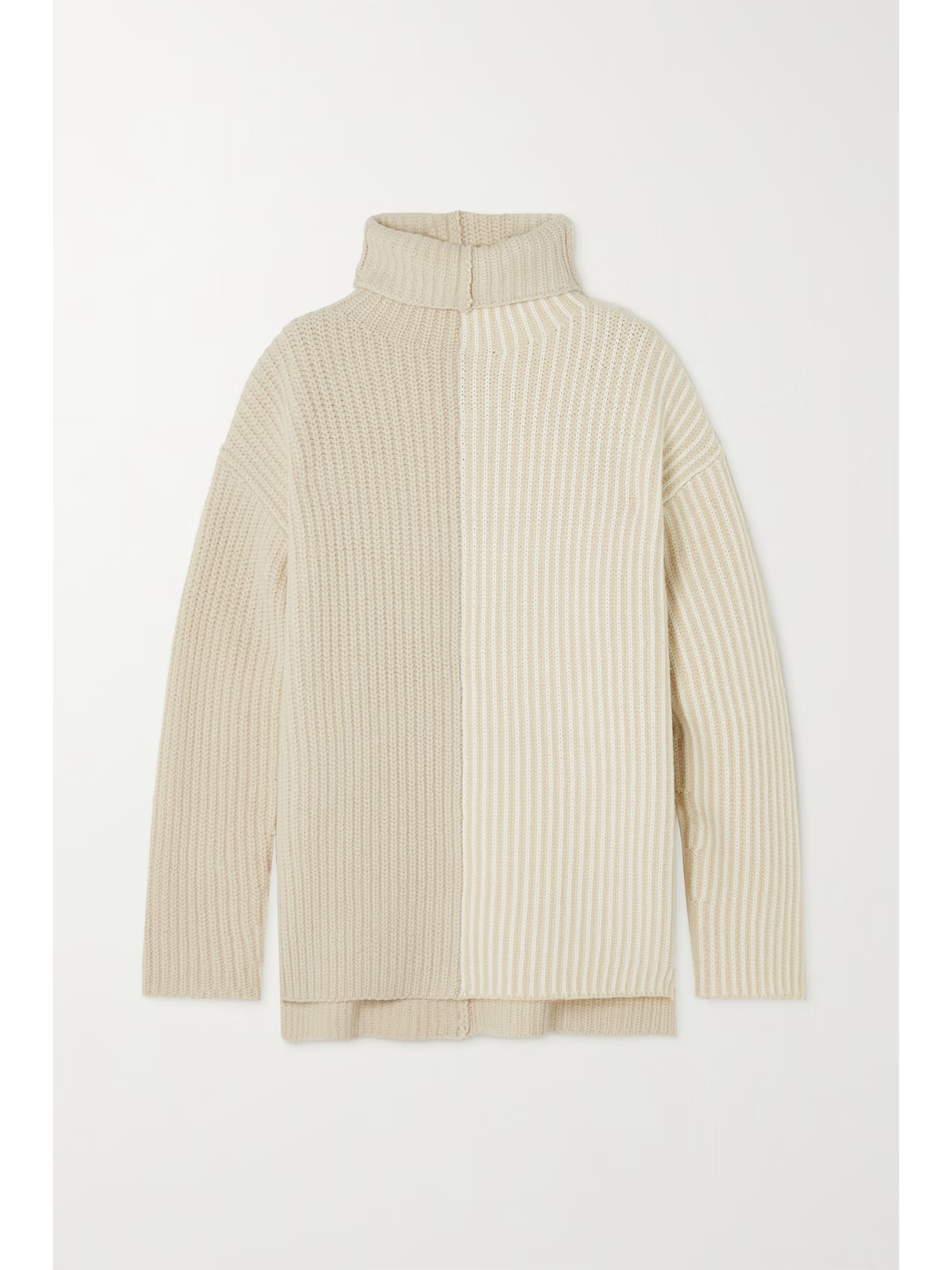 Joseph - Two-tone Ribbed Merino Wool-blend Turtleneck Sweater - Ivory | NET-A-PORTER (US)