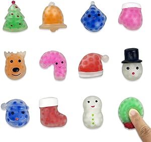 QINGQIU 12 PCS Christmas Mini Squeeze Balls with Water Beads Stress Relief Toys for Kids Girls Bo... | Amazon (US)