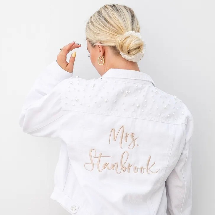 Bride Jean Jacket from TheMisstoMrsShop

White Personalized Bridal Jacket | Bride Denim Jacket | Custom Jean Jacket | Engagement Gift | Wedding Gift | Wedding Jacket | Bridal Shower | Bride to Be | Bachelorette | Tie the Knot in Style


#LTKSeasonal #LTKStyleTip #LTKWedding