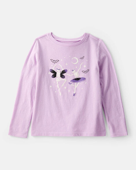 Girls Skeleton Long-Sleeve Graphic Tee - Purple | Carter's Inc