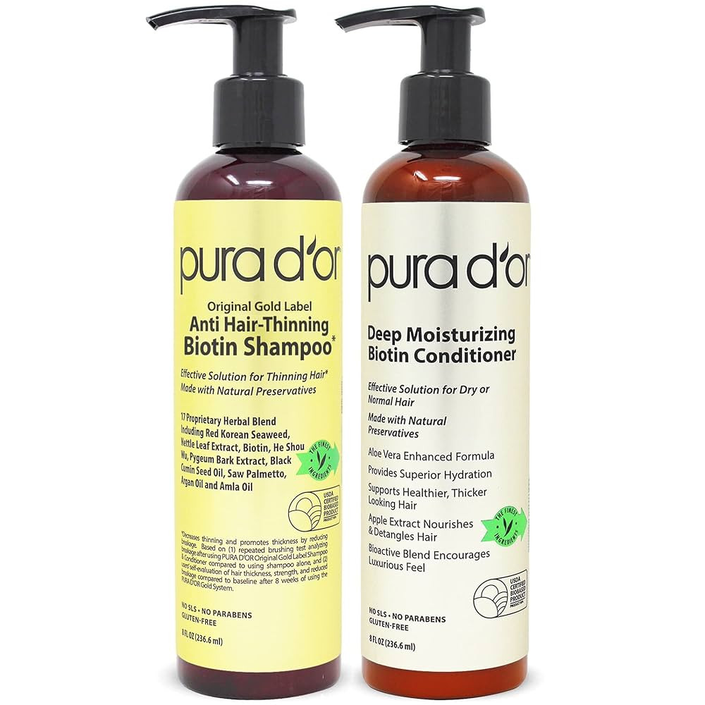 PURA D'OR Anti-Thinning Biotin Shampoo and Conditioner Natural Earthy Scent, CLINICALLY TESTED Ef... | Amazon (US)
