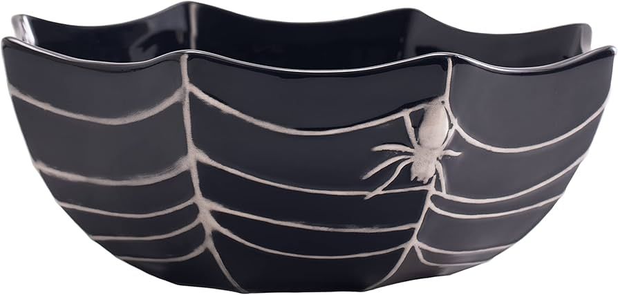 Bico Halloween Spider Web 9.5 inch Black Candy Ceramic Serving Bowl, for treats, chocolates, cook... | Amazon (US)