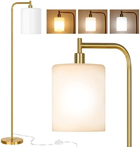 Floor Lamps for Living Room, Modern LED Standing Reading Light for Bedroom with Glass Shade, Tall... | Amazon (US)